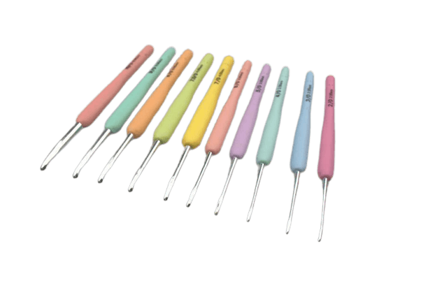 9 Sizes 2.0Mm - 6.0Mm Rubber Grip Crochet Hooks Knitting Needles Set-Ks