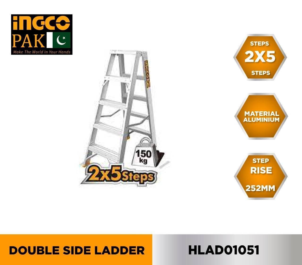 INGCO Double Side 5 Steps Aluminum Ladder