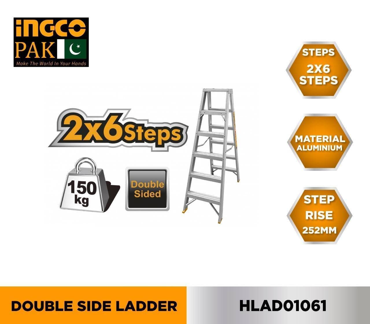 INGCO Double Side 6 Steps Aluminum Ladder