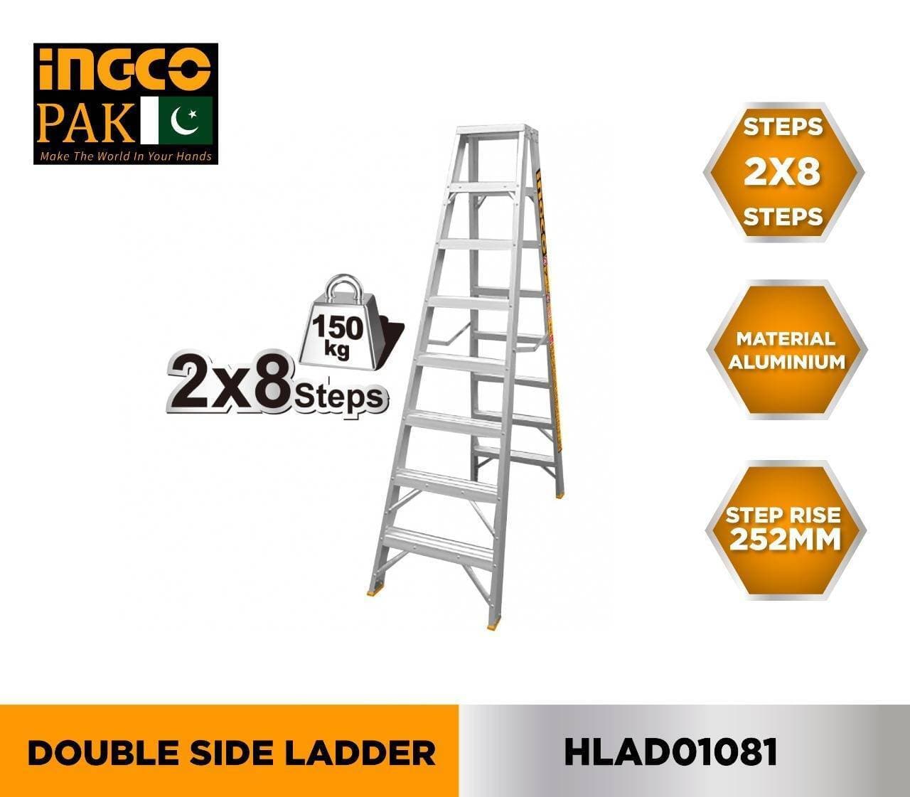 INGCO Double Side 8 Steps Aluminum Ladder