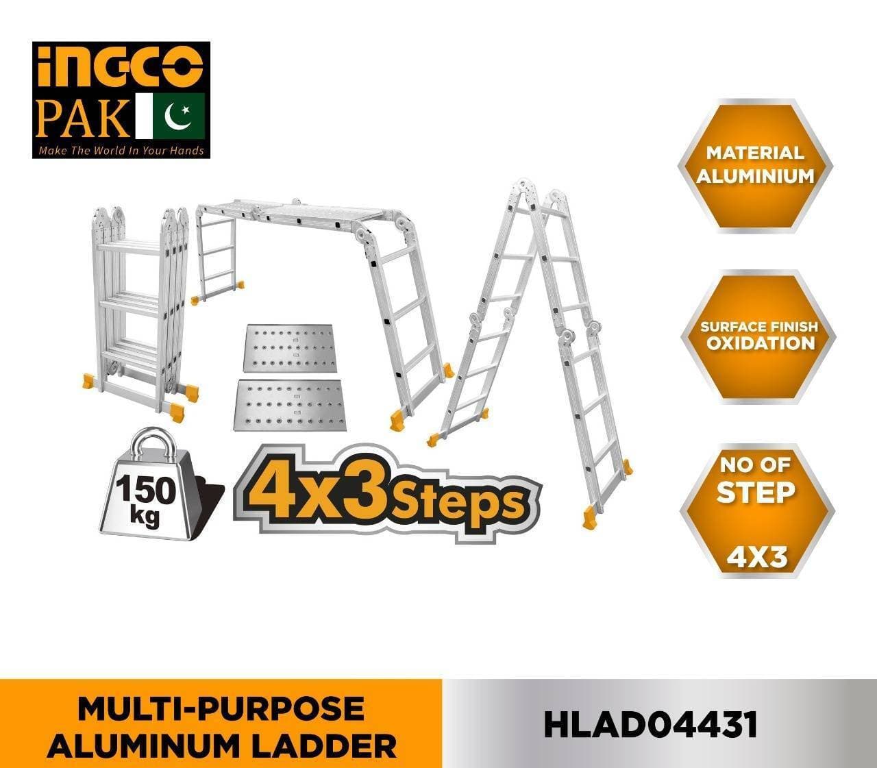 INGCO Multi Purpose 11 Foot Aluminum Ladder