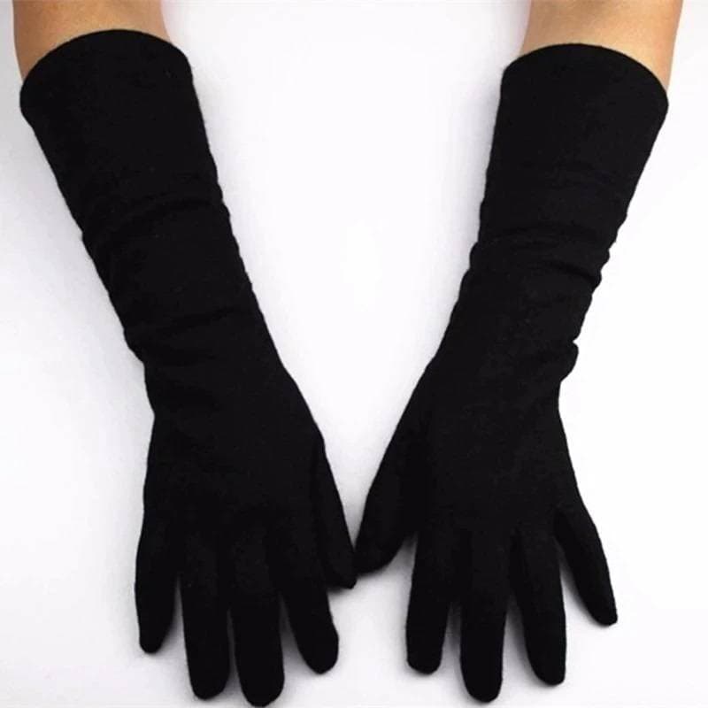 Black Cotton Long Hijab Gloves for Women - 1 Pair