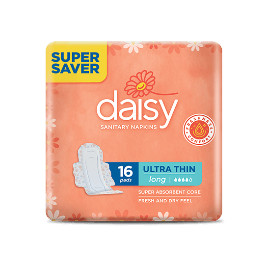 Pack of 3 Daisy Feminine Sanitary Napkins Ultra Thin Long XL 16