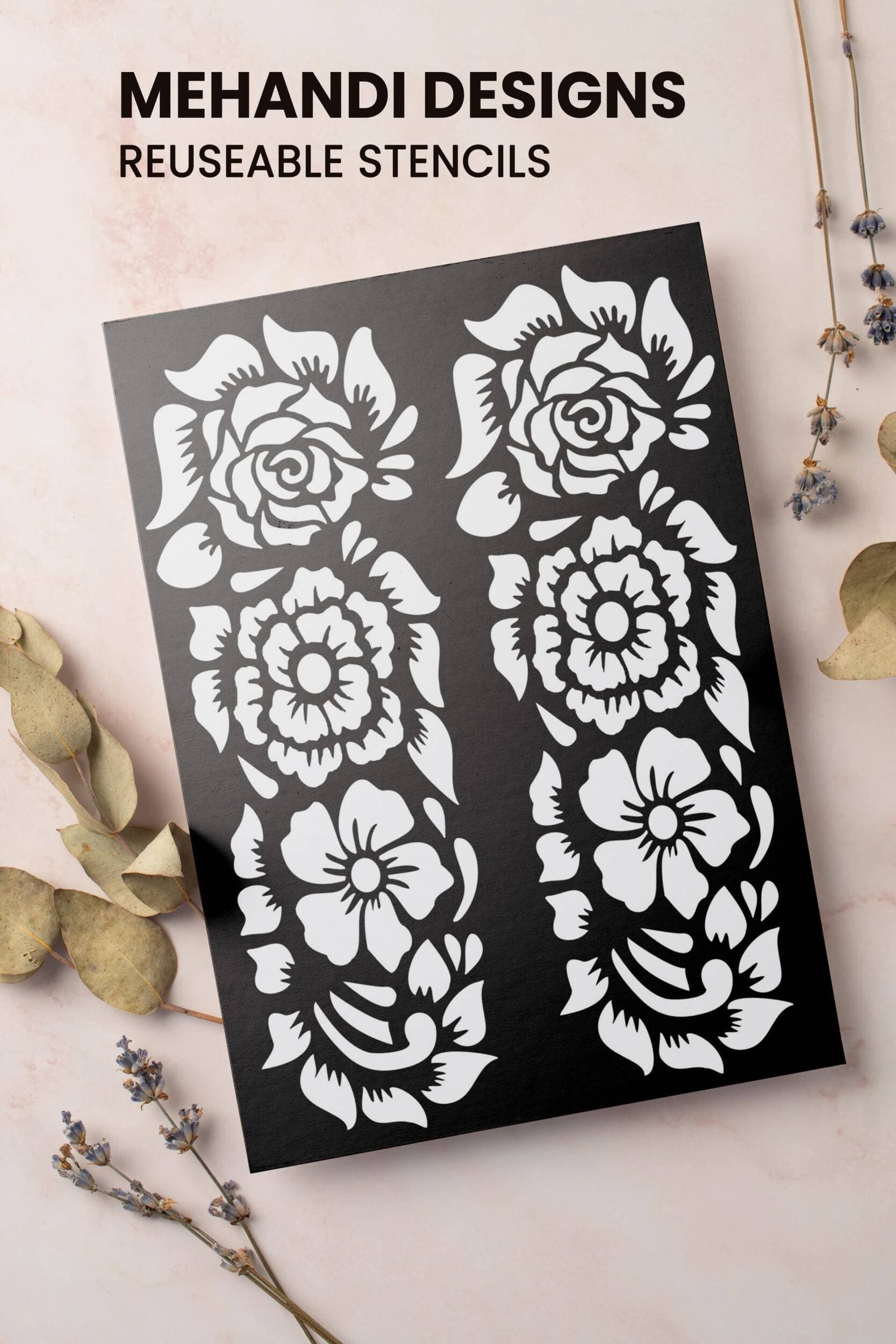 Different Full Sheet Mehndi Stencils Stickers - 1 Pair