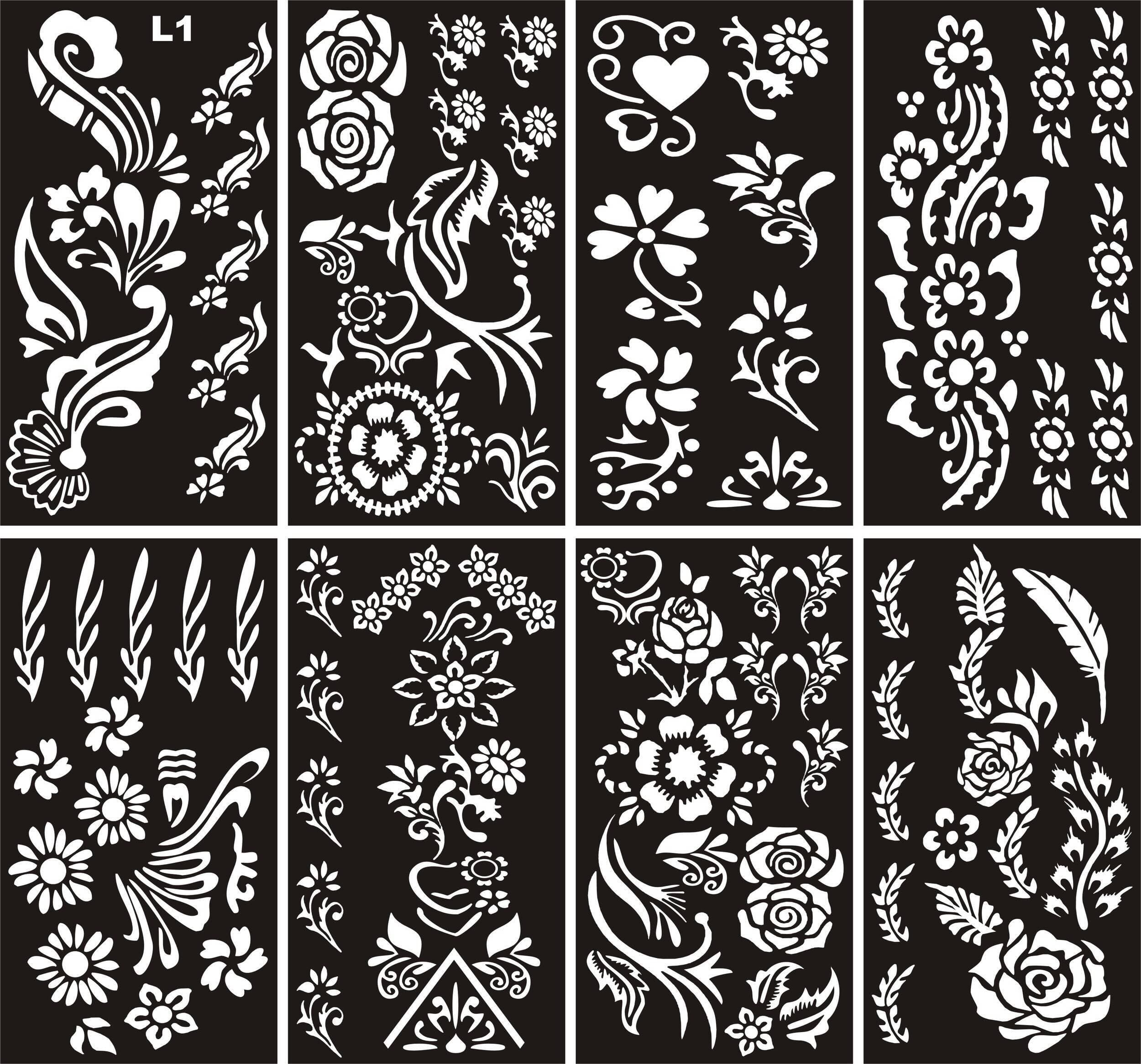 Different Design Mehndi Stickers Sheets - 1 Set
