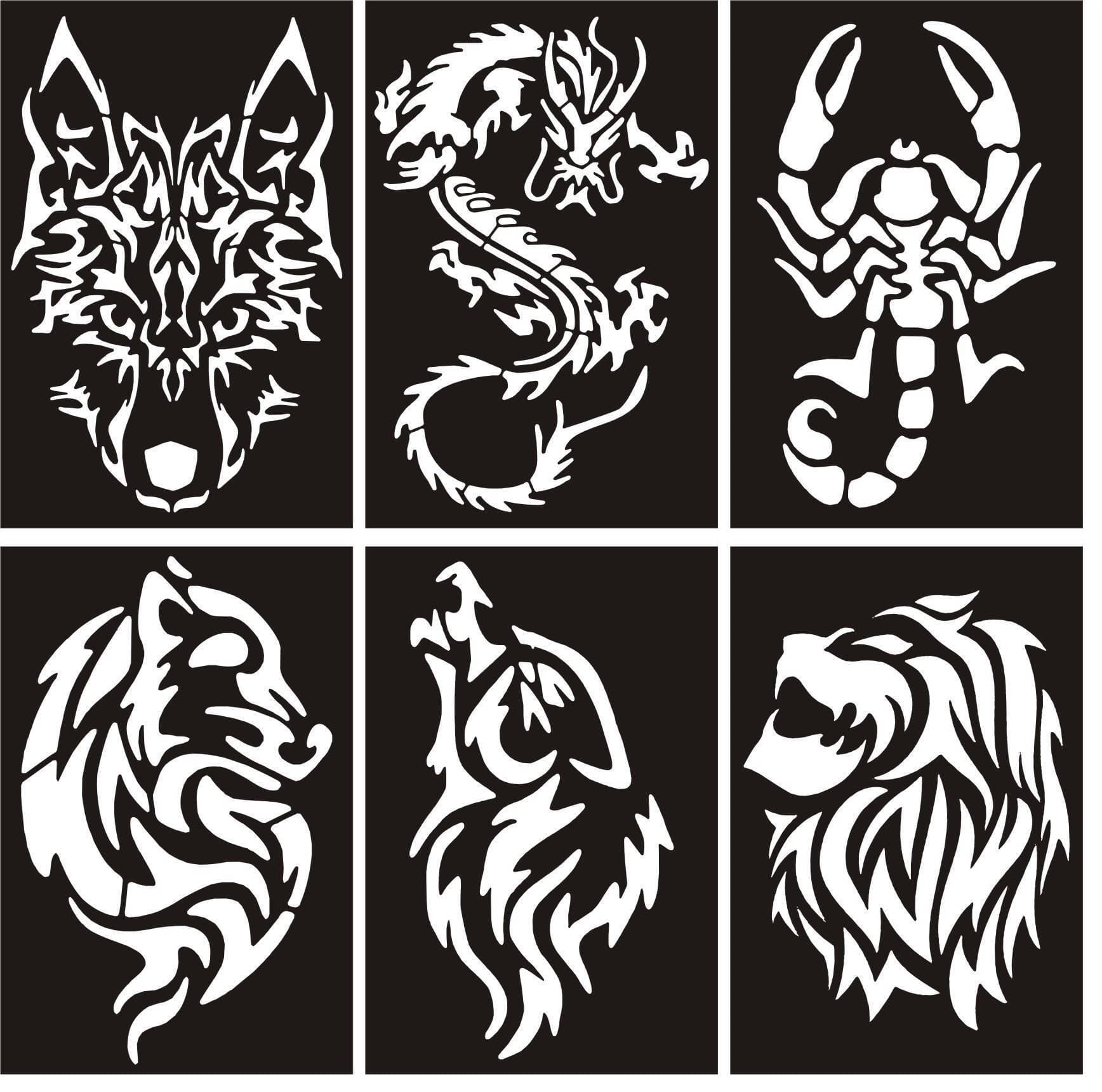 6 Different Designs Mehndi Stencils Stickers