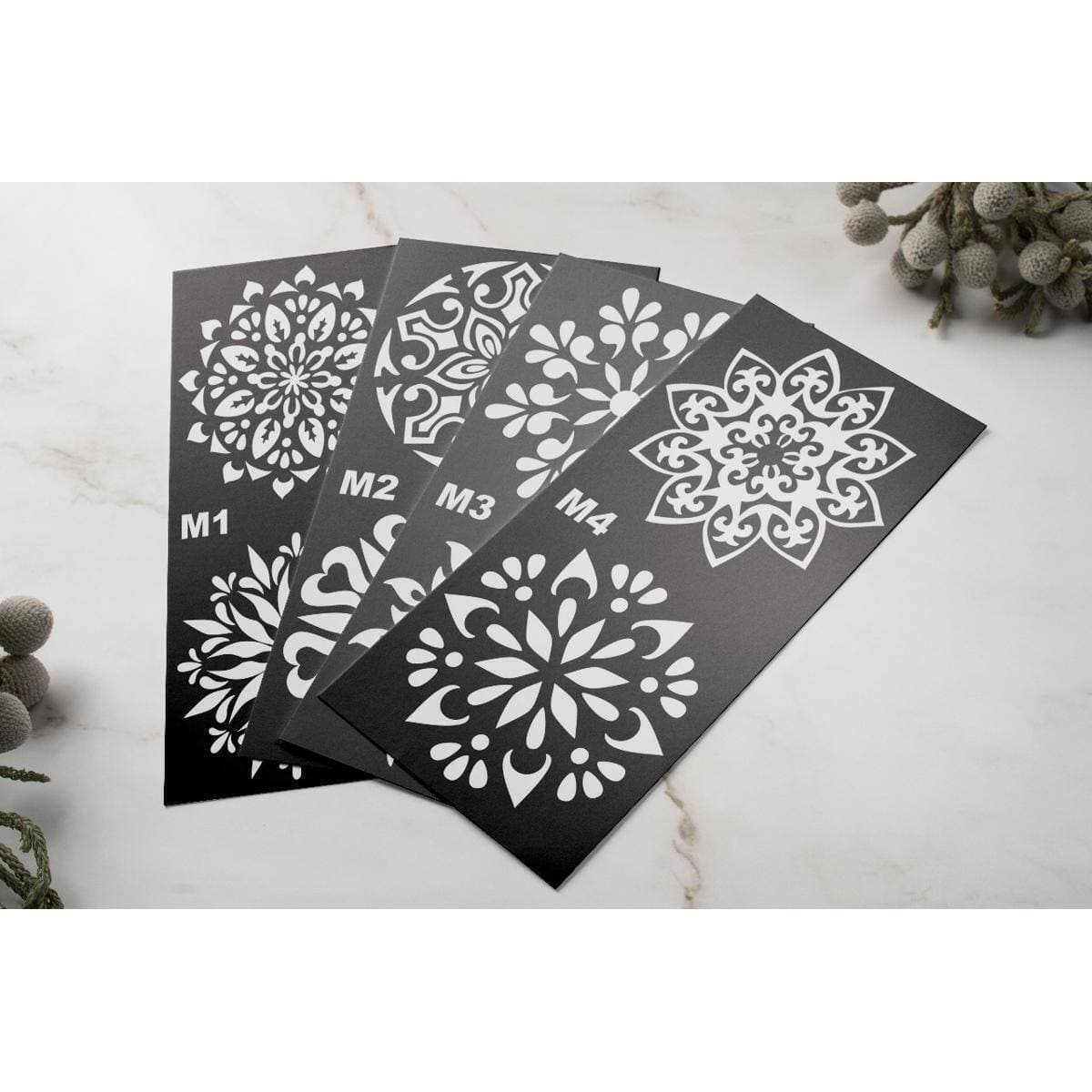 4 Different Designs Full Sheet Mehndi Stencils For Women - Set of 4