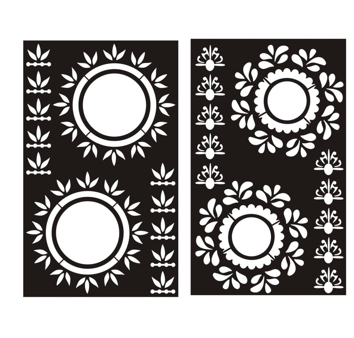 Multi Design Mehndi Stencil Stickers - 1 Pair