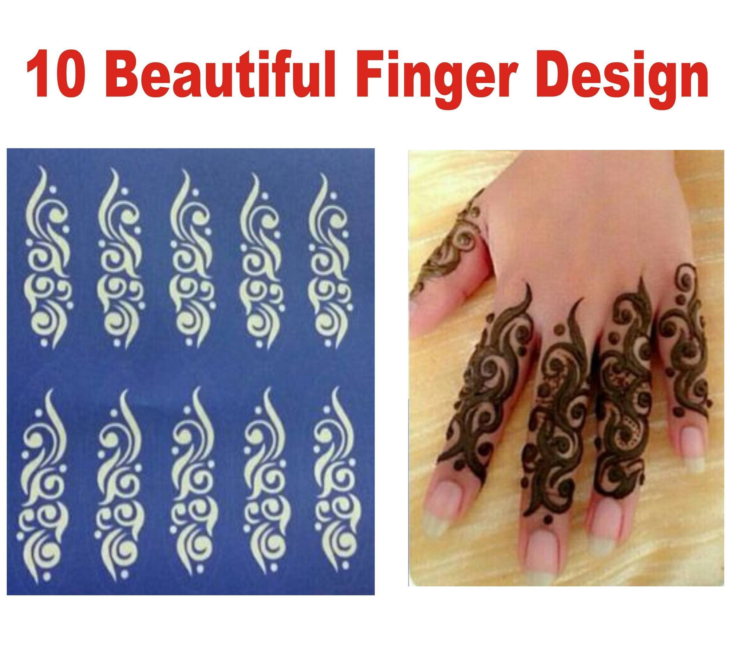 10 Finger Mehndi Stencils for Girls