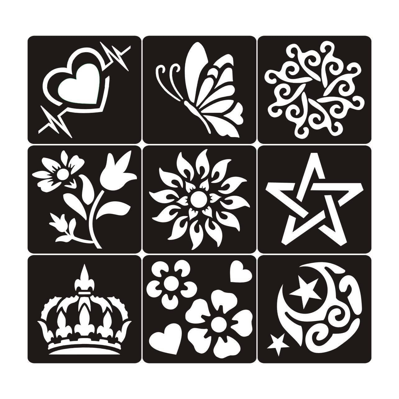9 Mehndi Stencils Stickers for Girls