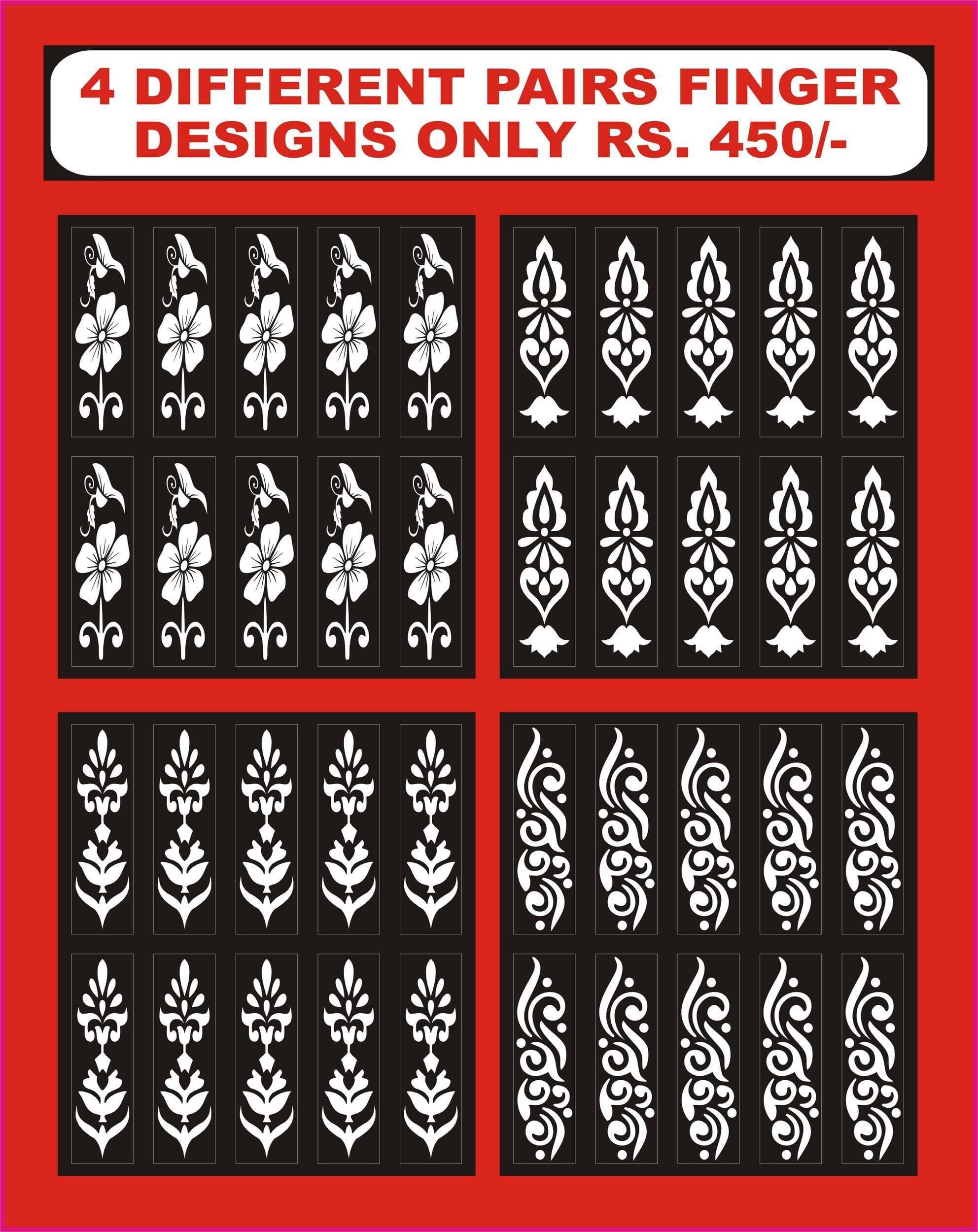 4 Different Pairs Mehandi Stencil Stickers