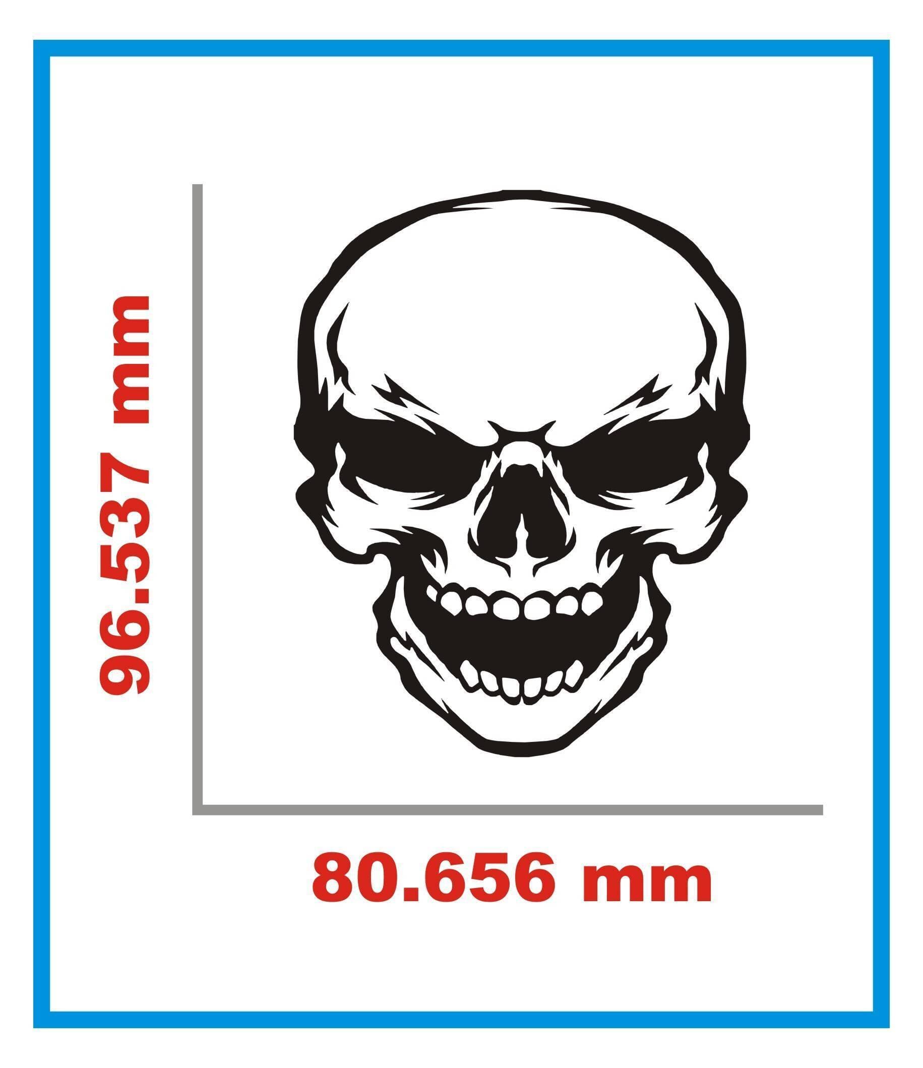Bike & Car Skull Head Tattoo Sticker - Black