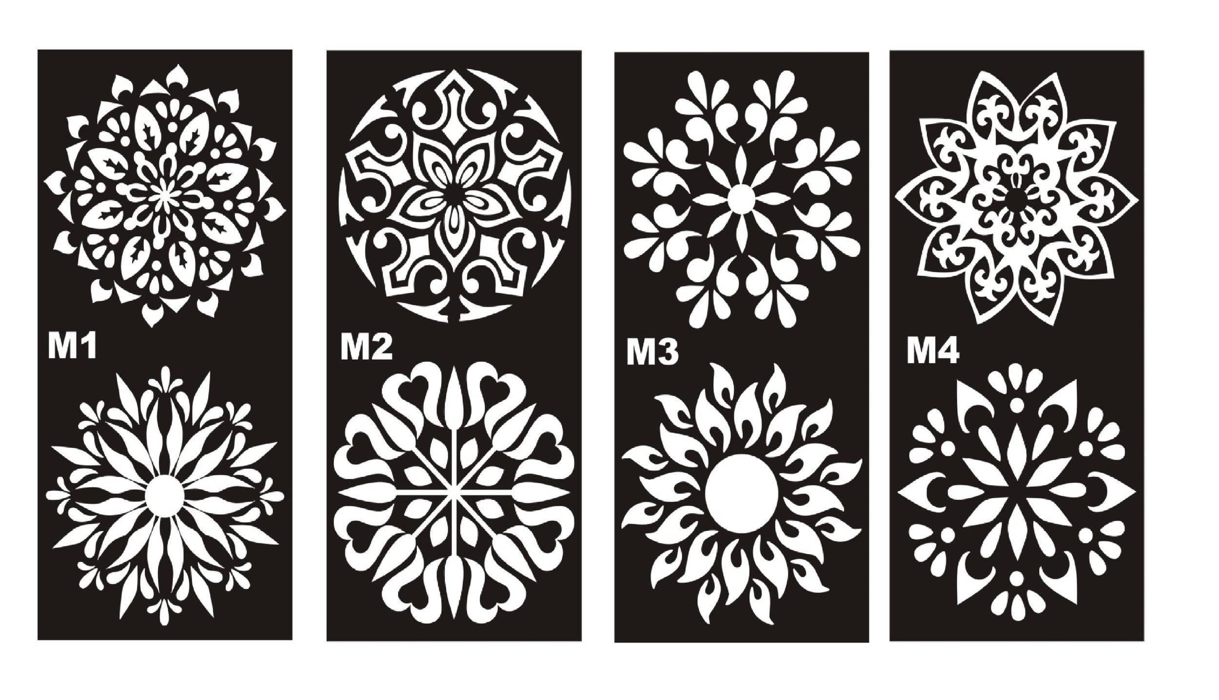 Different Designs Mehndi Stencils Stickers - 1 Set