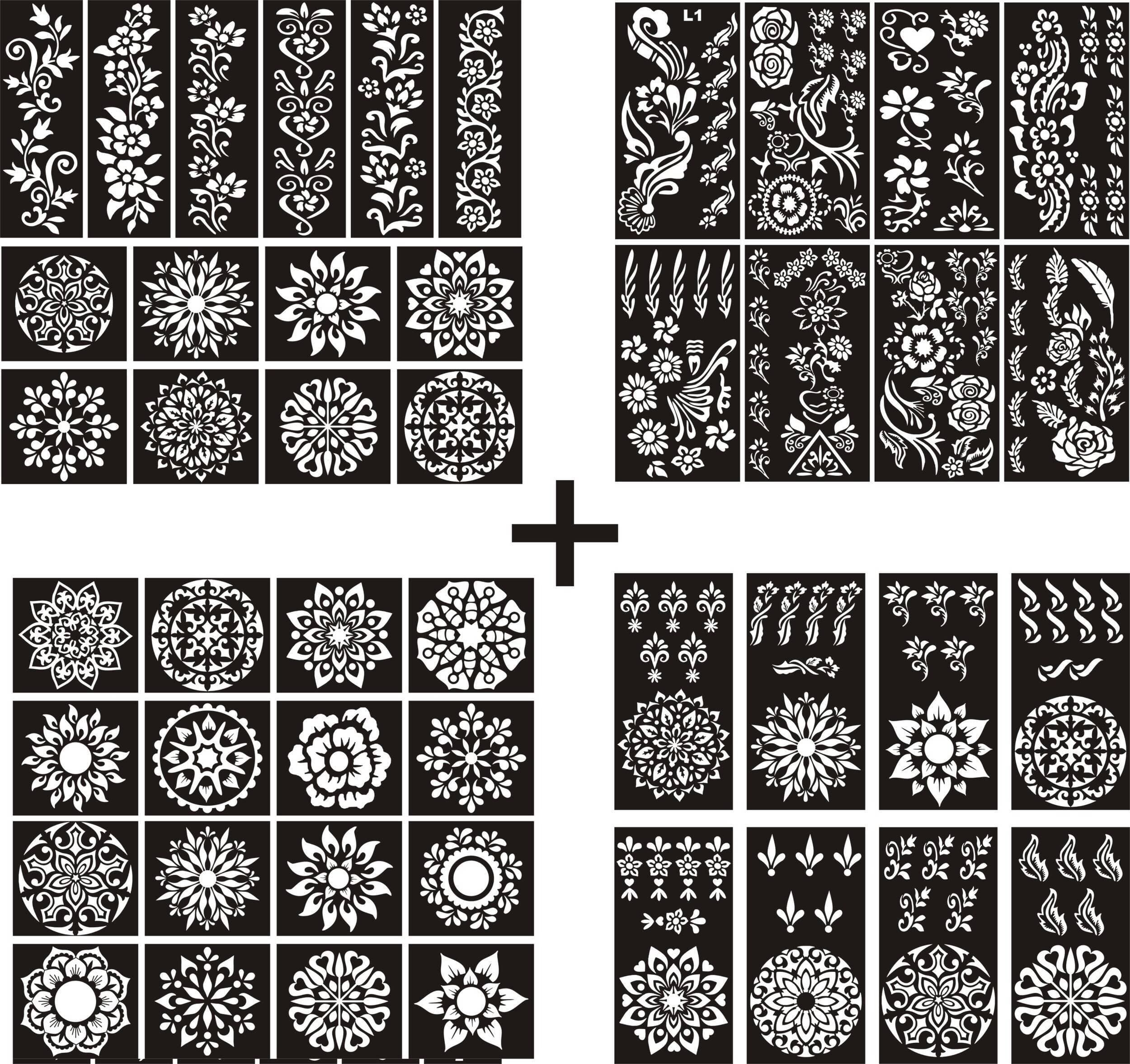 Different Designs Mehndi Stencils Stickers - 1 Set