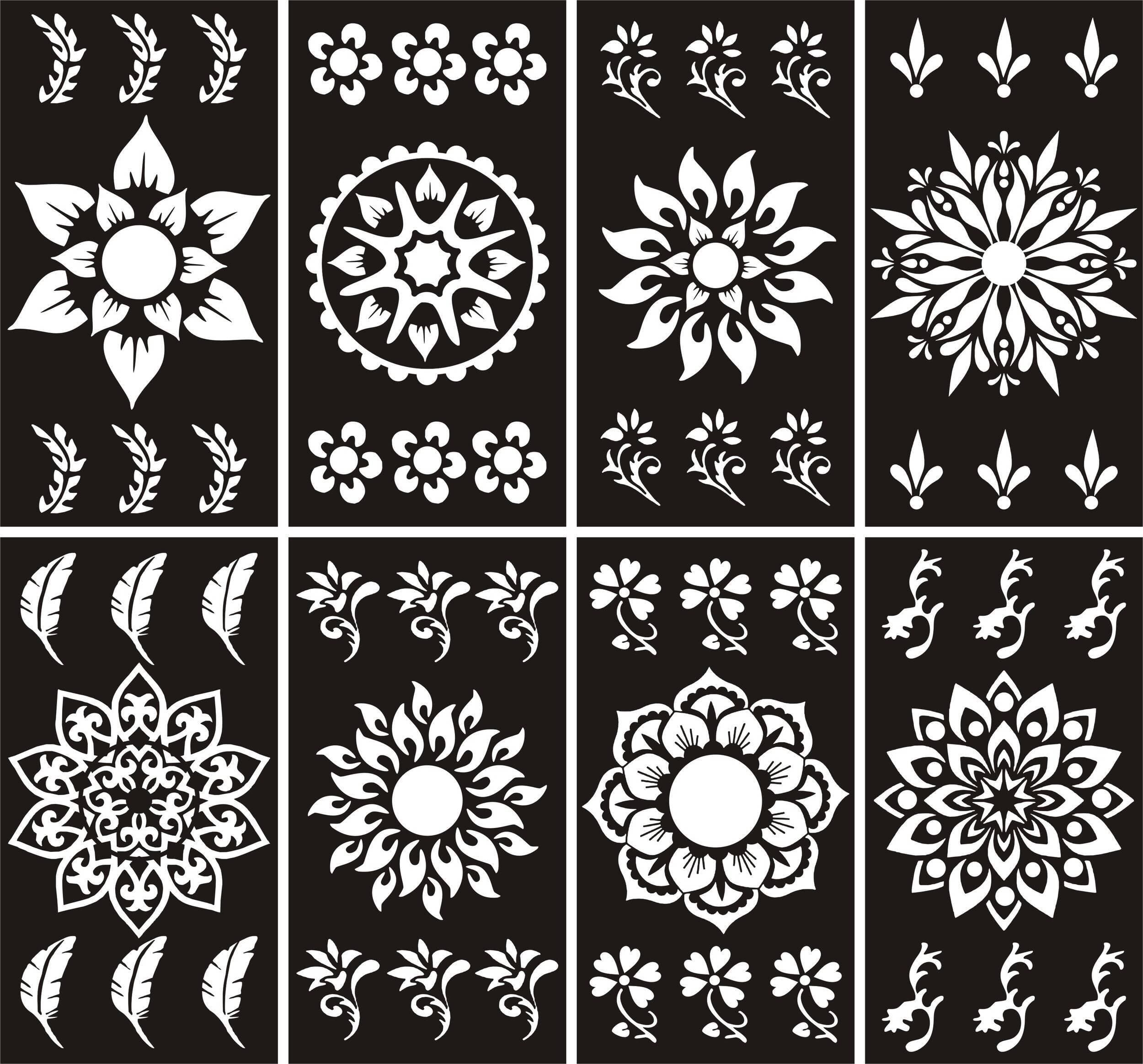 Different Design Mehndi Stickers Sheet - 1 Set