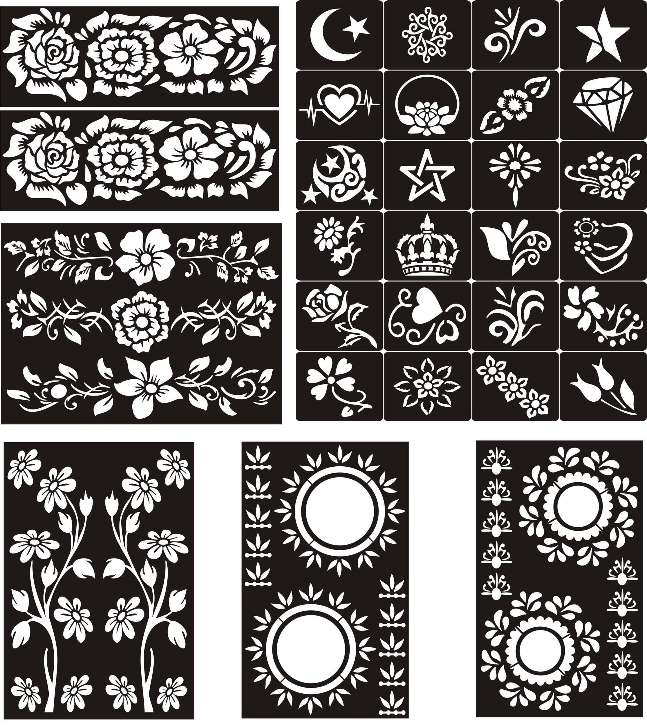 Different Designs Stencils Stickers For Women - 1 Set