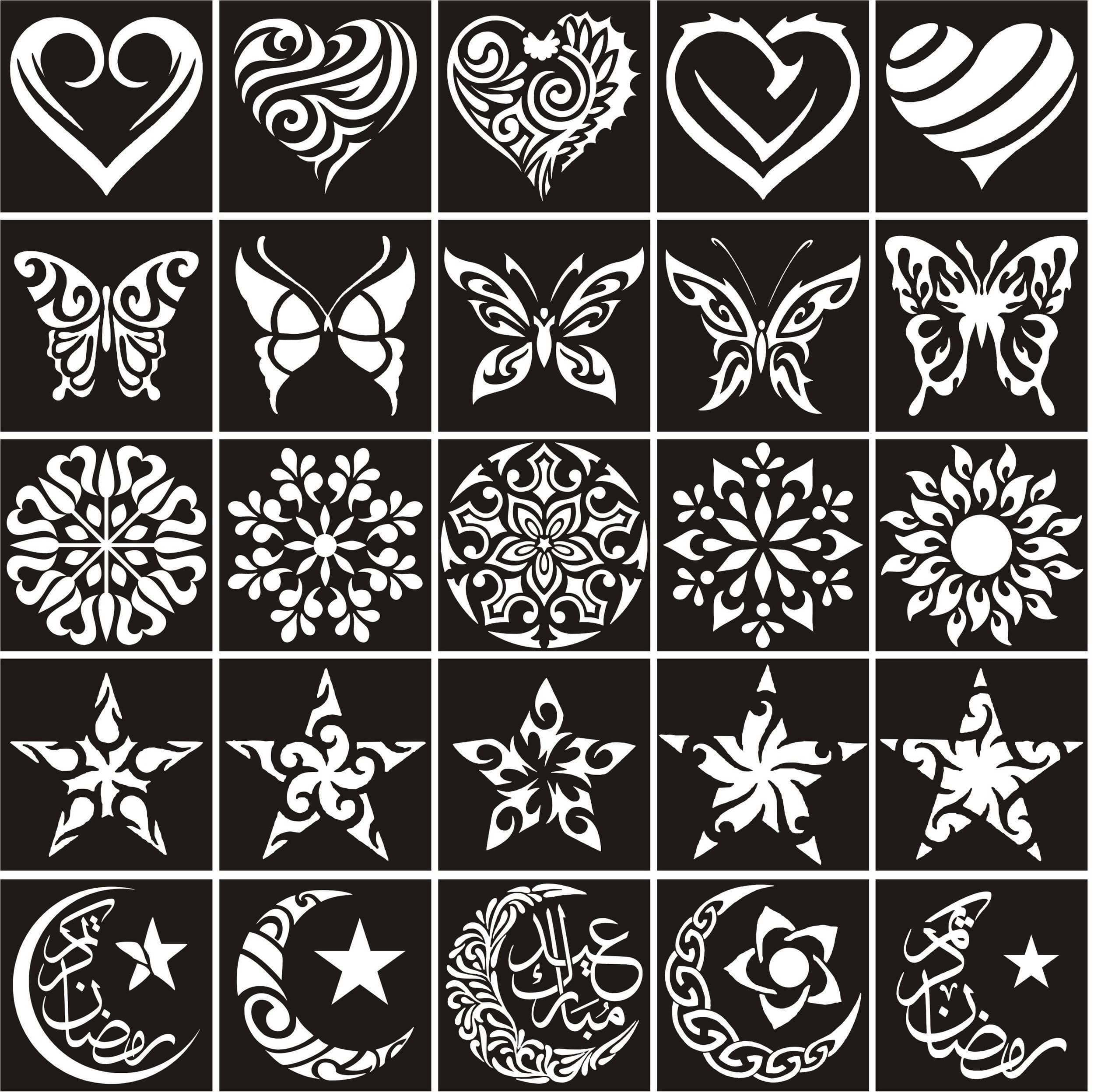 Different Designs Hands Stencils Stickers - 1 Set