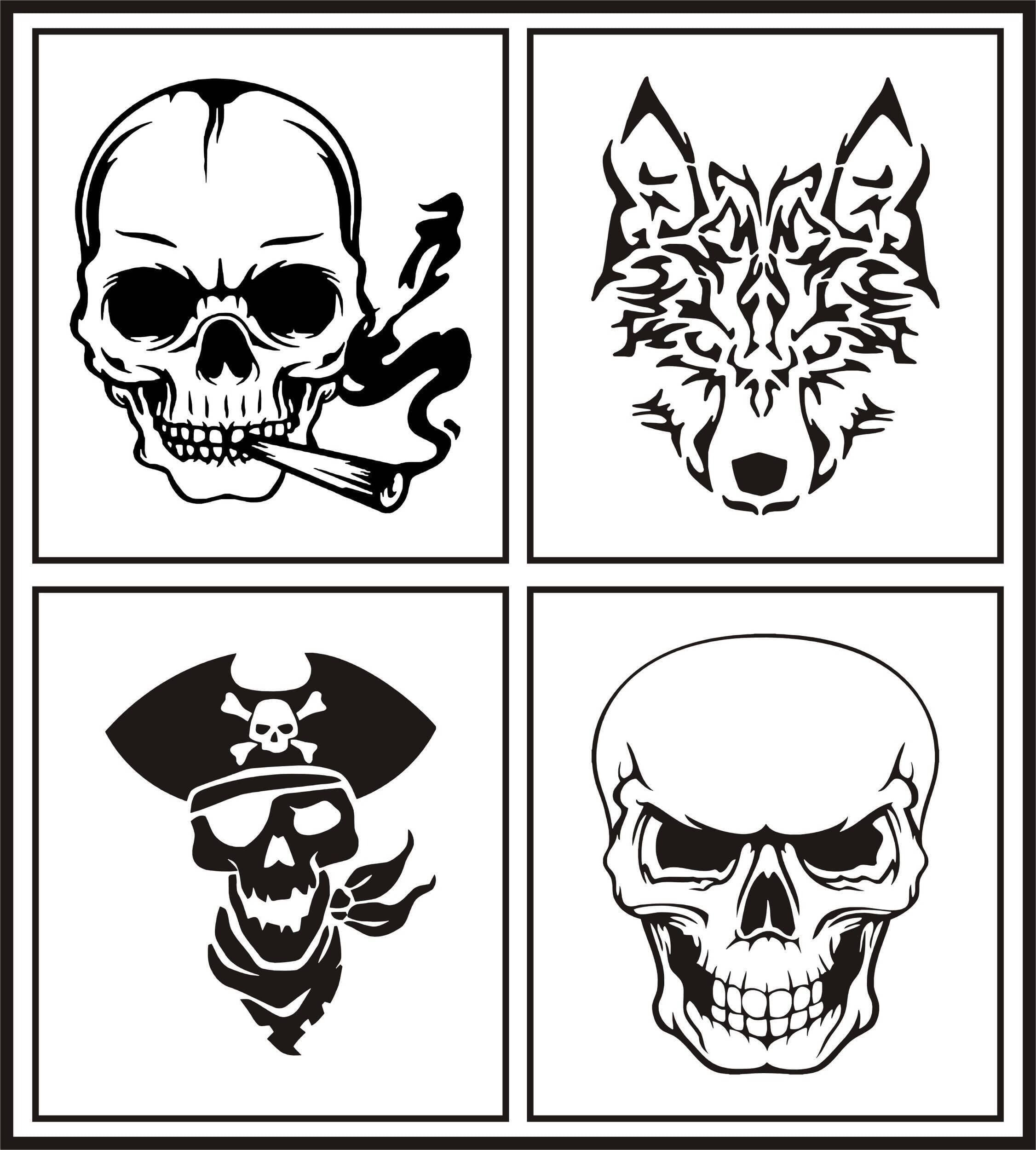 4 Different Big Size Tattoo Stencil Stickers