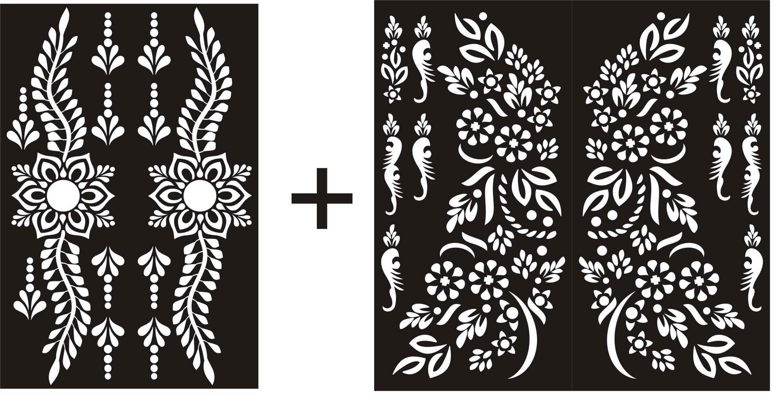Different Designs Mehndi Stencils Stickers - 1 Set