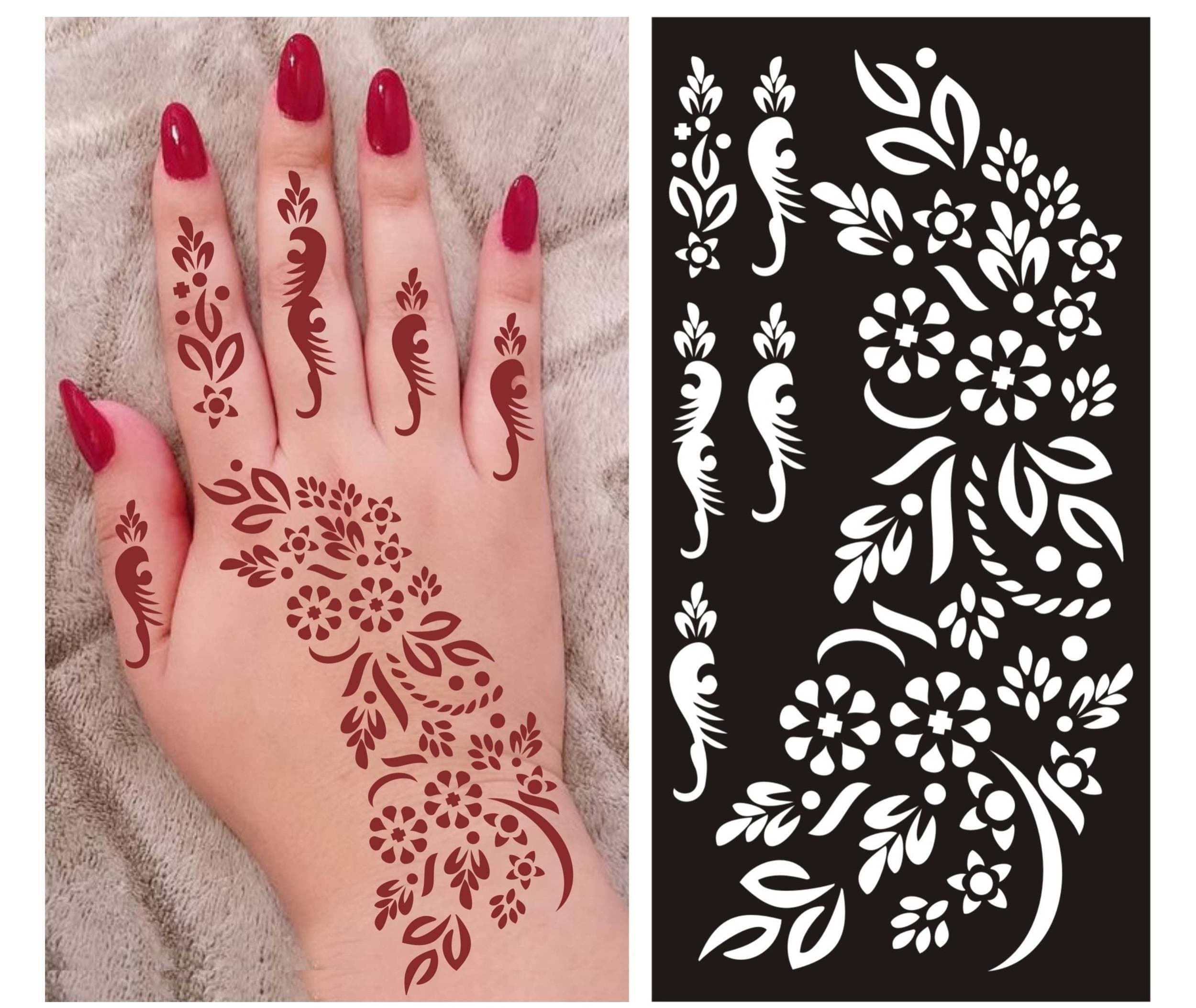 Mehndi Stencils Stickers for Girls - 1 Sheet