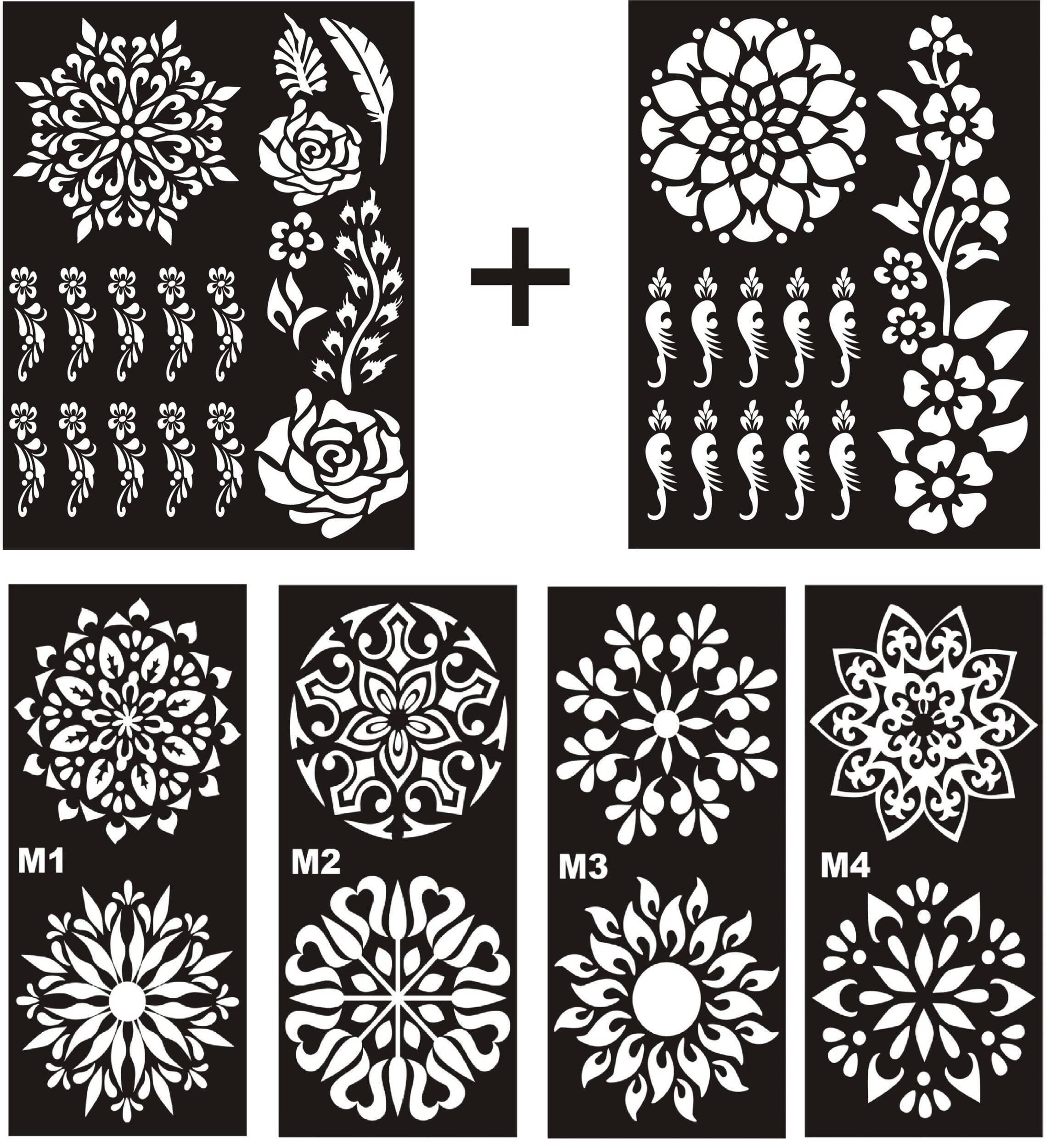 Different Designs Stencils Stickers - 1 Set
