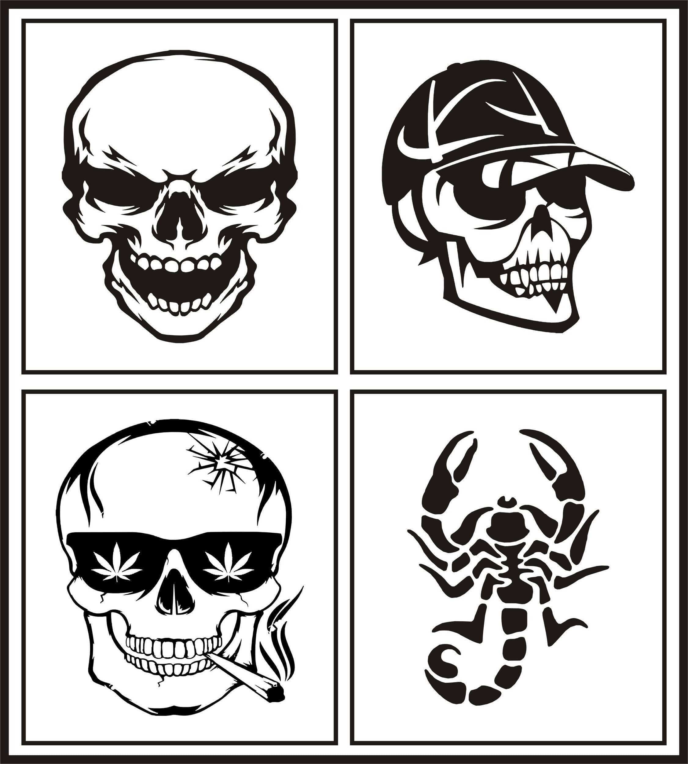 4 Different Big Size Tattoo Stencils Stickers