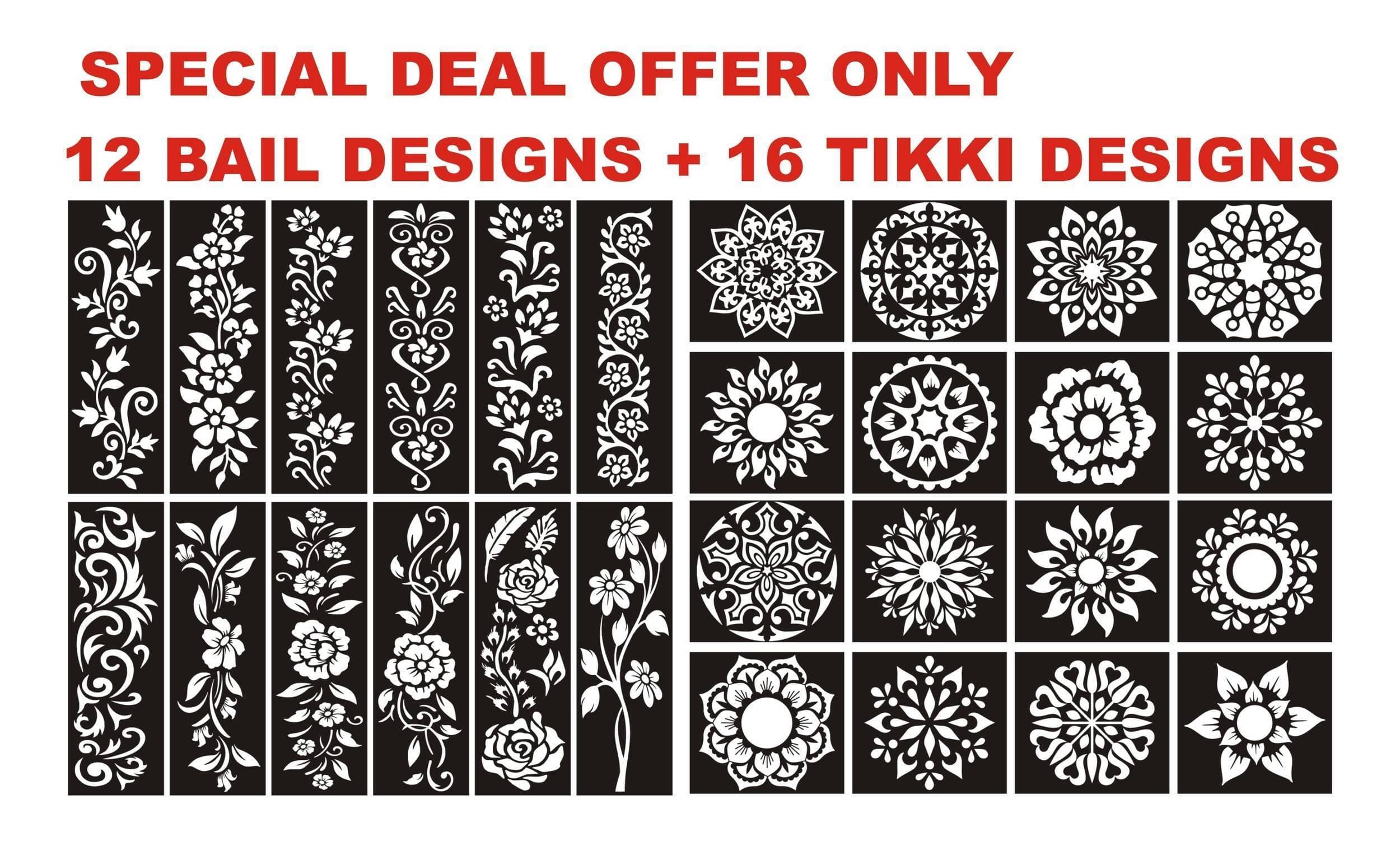 Bridal Girls Mehndi Stencils Stickers - 1 Set