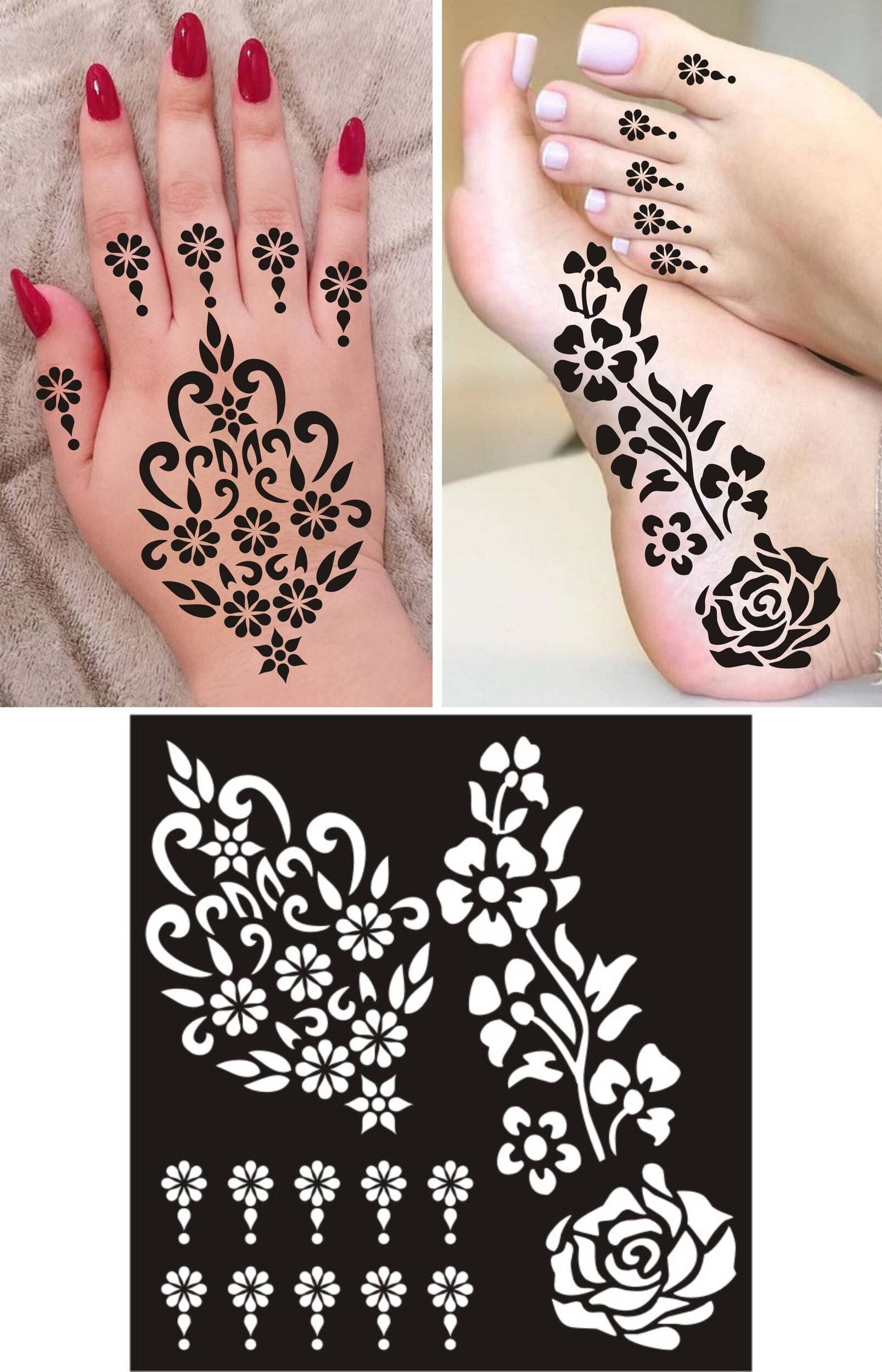 1 Pair Mehndi Papers Multi Sheets Foot & hands
