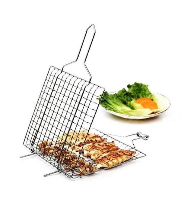Bar B Q Stainless Steel Hand Grill 9x12 Inches For Fish & Chicken