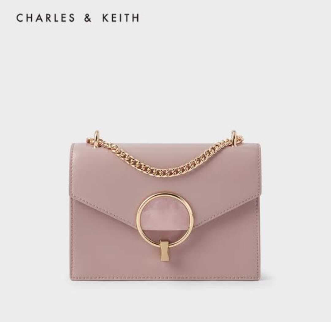 Charles & Keith Stone Embellished Shoulder Bag For Women