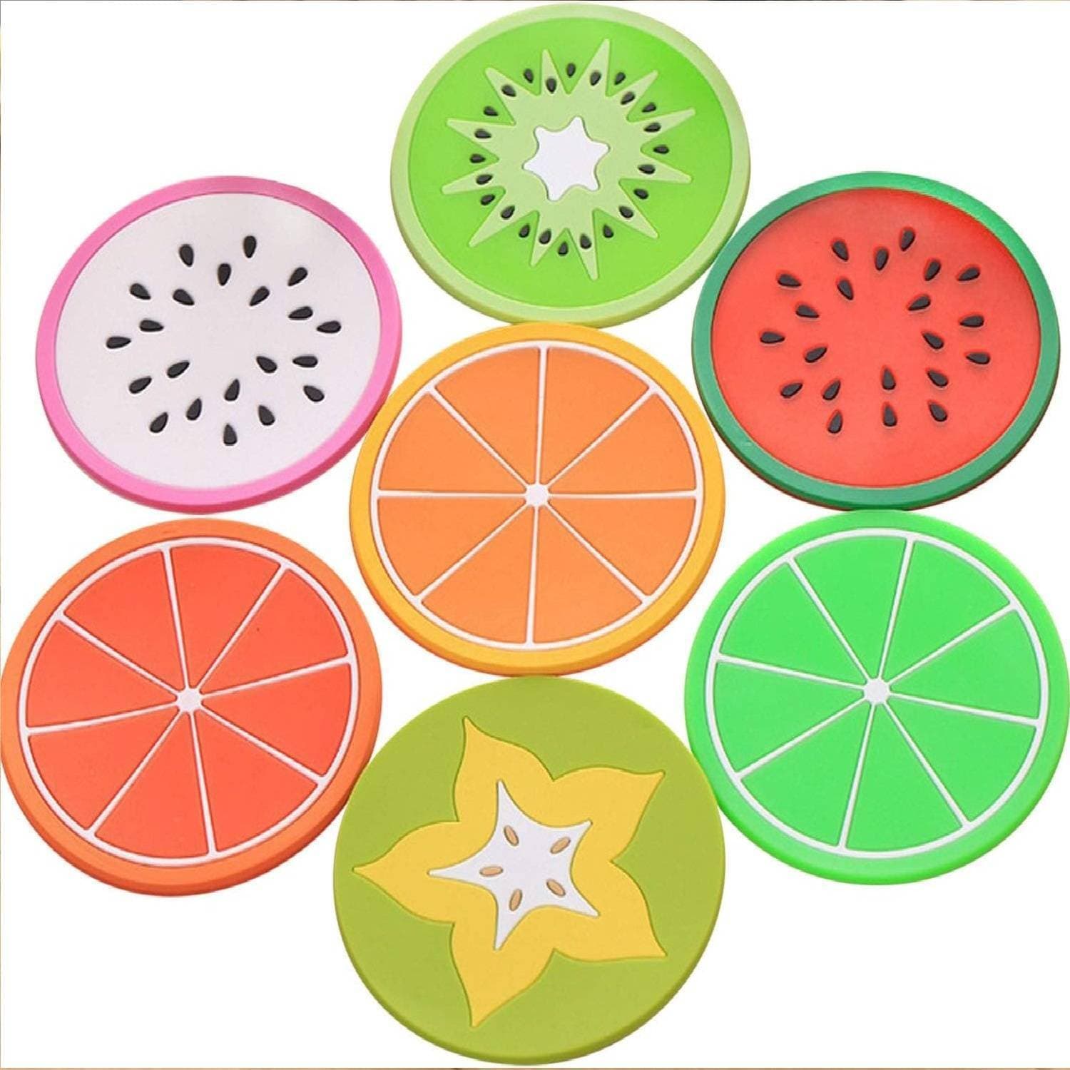 6Pcs Set Fruit Coaster Colorful Silicone Tea Cup Mat