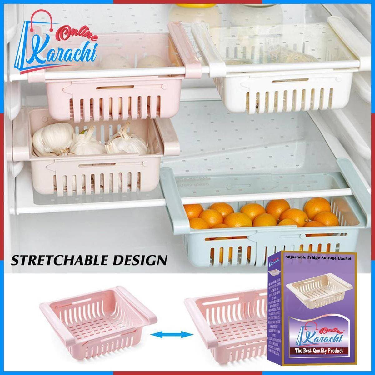 Adjustable Fridge Storage Basket Expandable Rack