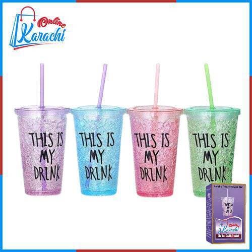 Pack Of 1 - Straw And Acrylic Lid Freezing Gel For Drink