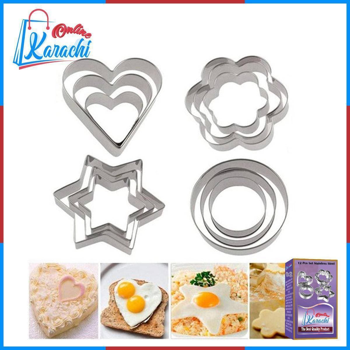 12 Pcs Set Stainless Steel Cookie Cutter Biscuit Diy Mold
