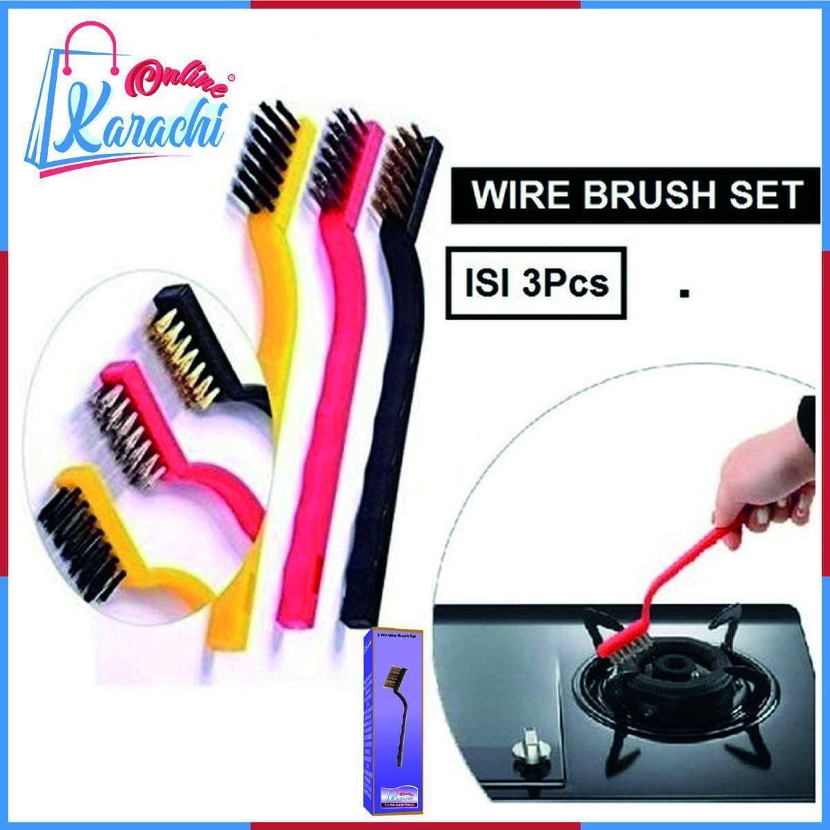 3 Pcs Wire Brush Set Includes Steel