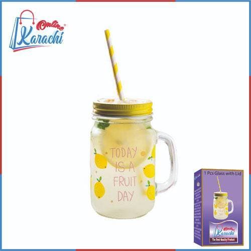 1 Pcs Glass With Lid Creative Fruit Cup Juice