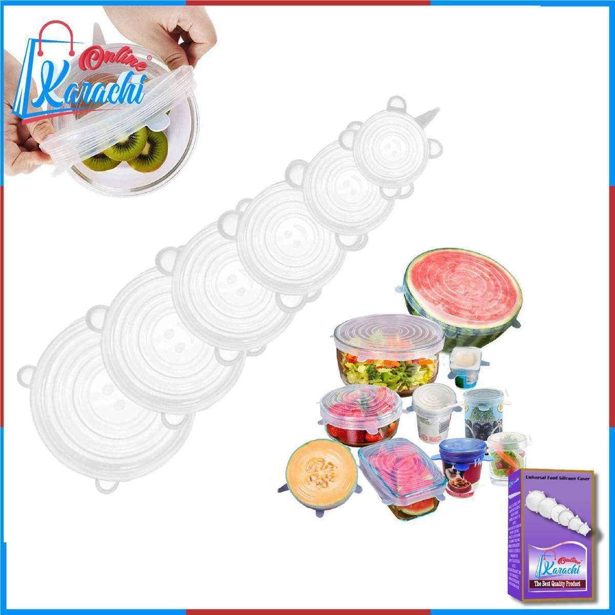 6Pcs Universal Food Silicone Cover