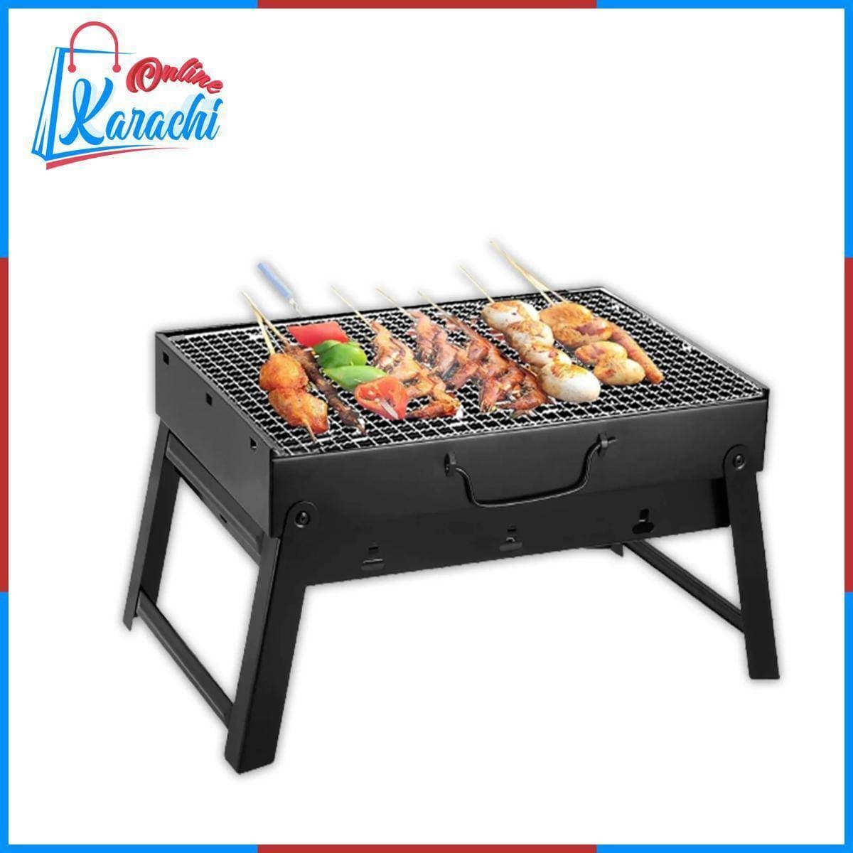 Portable Bar Bbq Foldable Suitcase Toaster Barbecue Maker Grill Stand