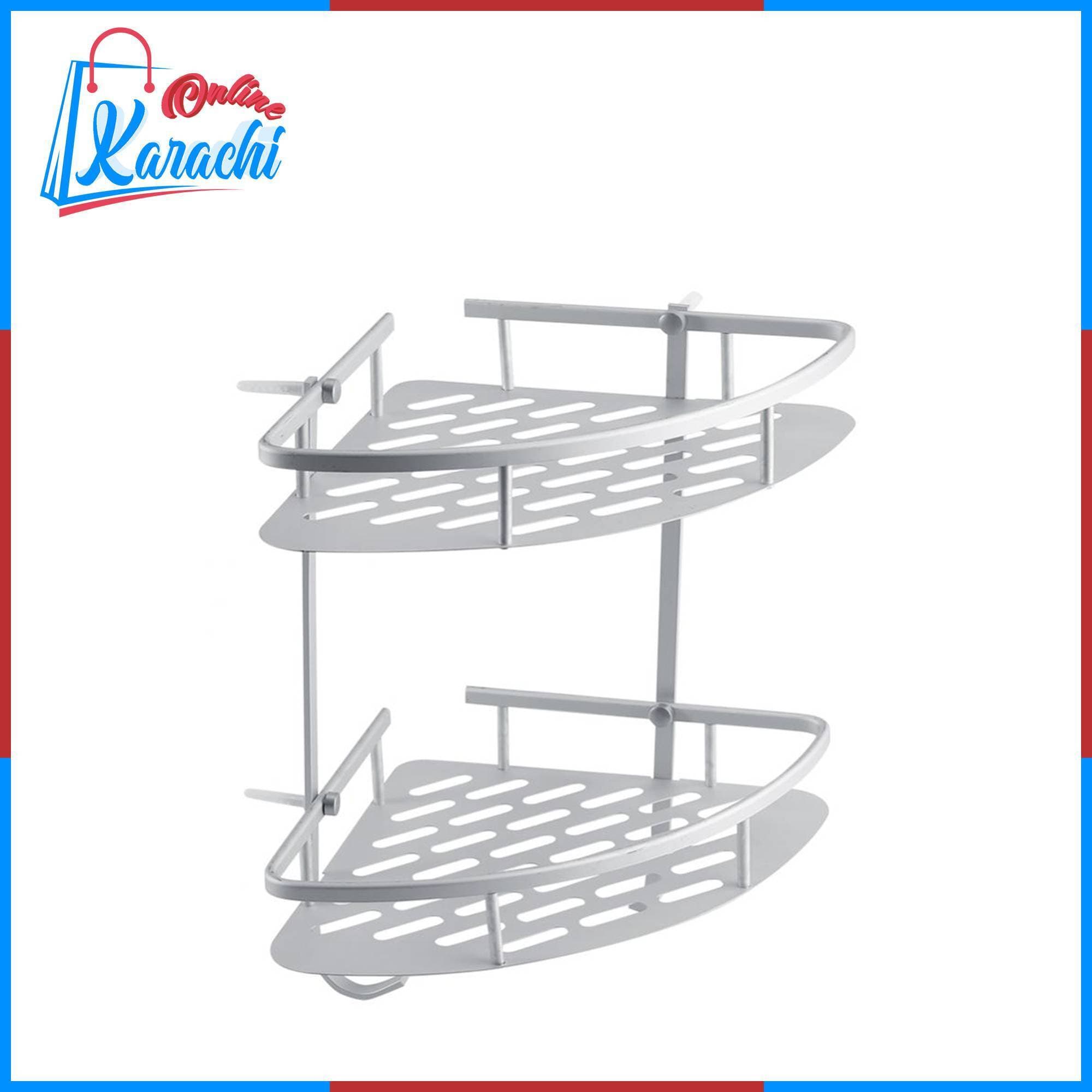 2 Layer Bathroom Corner Rack Silver