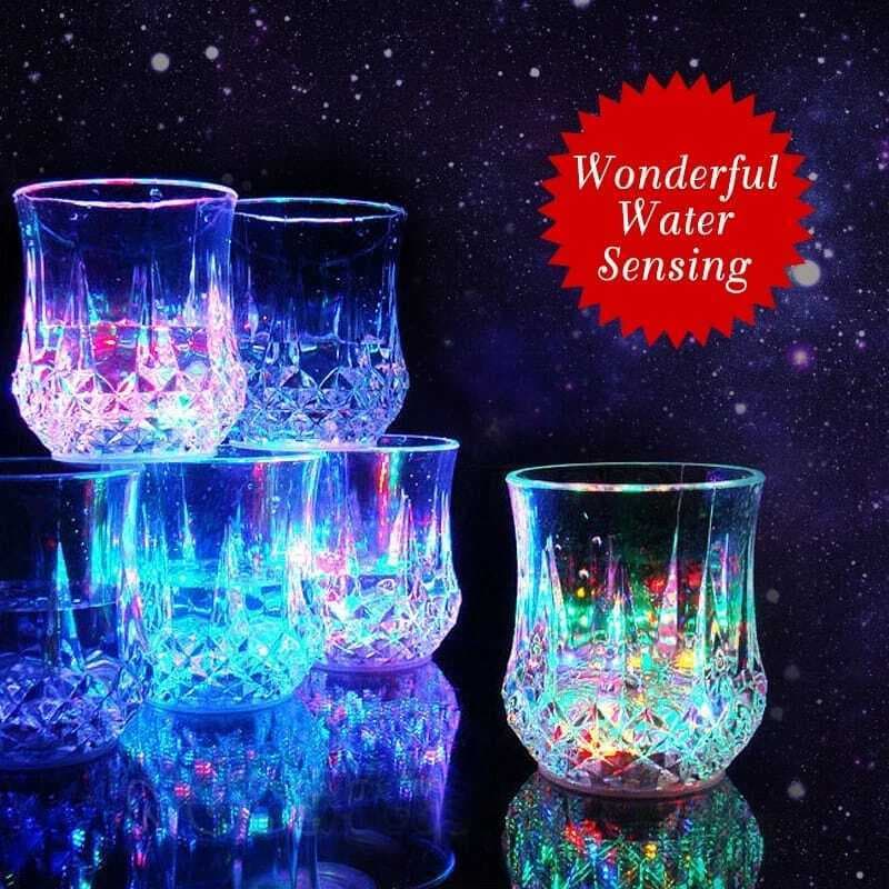 LED Flashing Glowing Water Liquid Activated Light Glass
