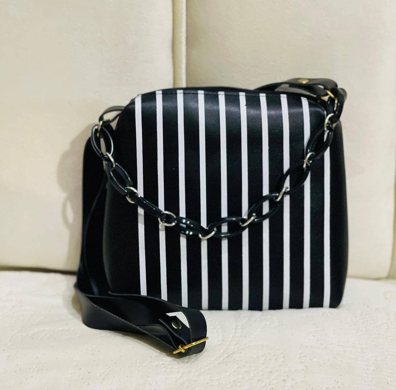 Signature Strips Print Mini Bag For Girls