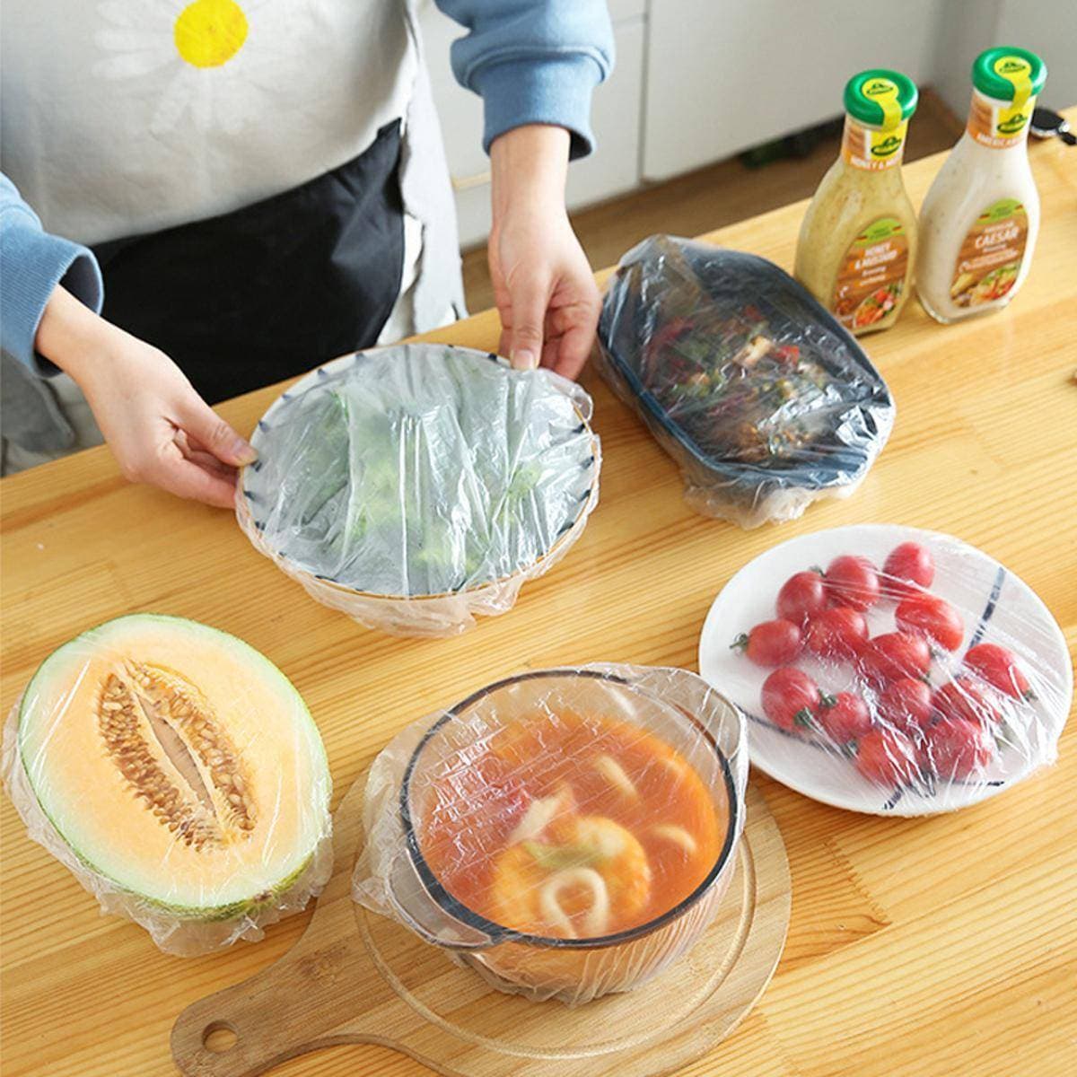 100Pcs Disposable Food Storage Cover Reusable Elastic Fresh Food Covers