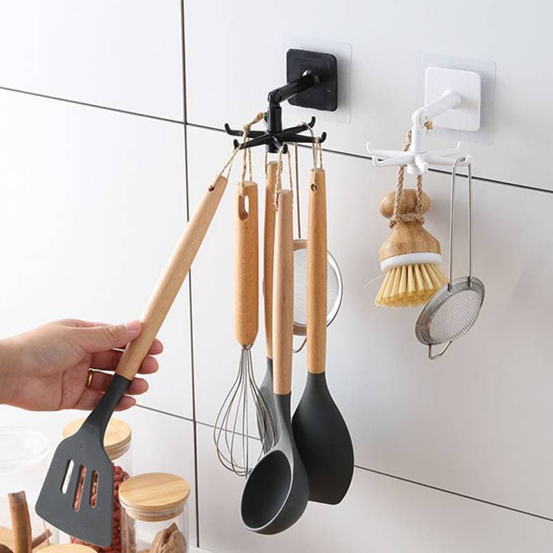 Rotated Kitchen Hooks Holder Door Wall Mounted Hanging Hooks Self