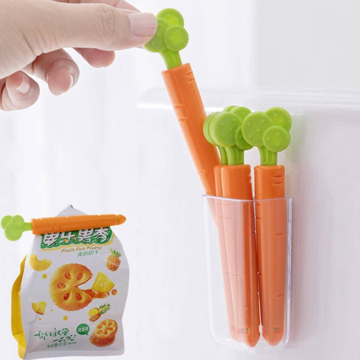 5Pc Sealing Tongs Food Bag Closure Clip Cartoon Carrot Shap