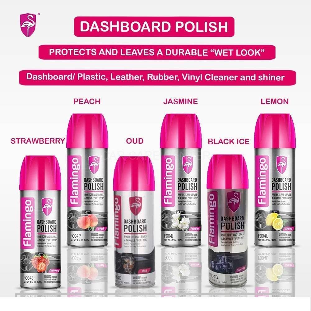 Pack Of 5 - Car Dashboard Polish Spray Flamingo - 450Ml
