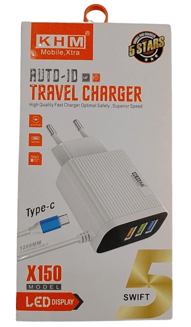 KHM X150 Type-C Travel Charger With 3 Ports
