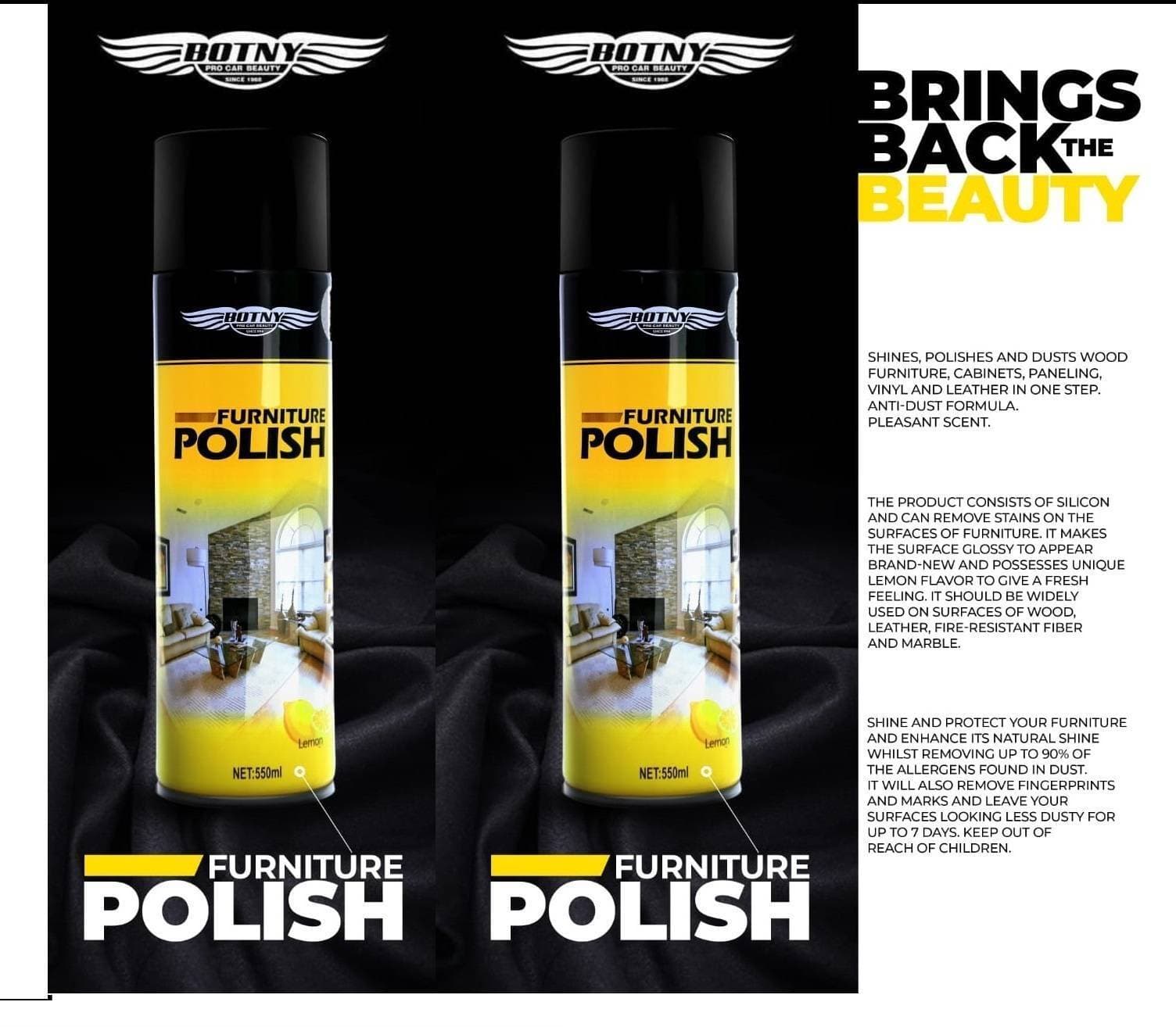 Pack Of 2 Furniture Polish Spray 550Ml