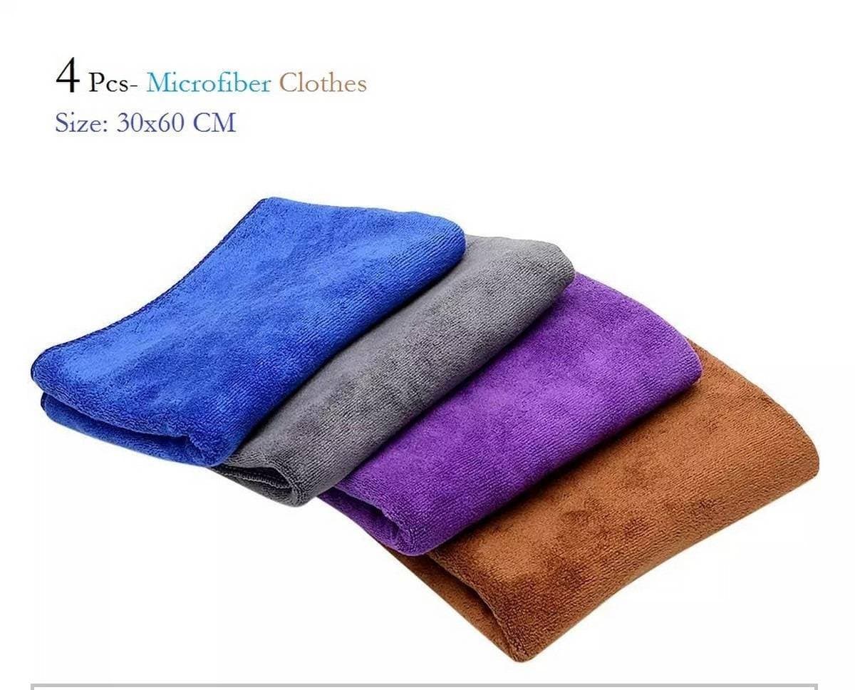 4 Pcs - Microfiber Multi-Color Cloth (350 Gsm)