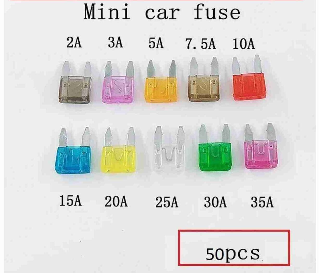Car Ampere Fuses (Medium Size) For Toyota N Honda Cars 50 Pcs