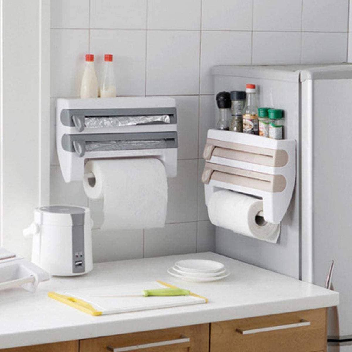 3 In 1 Kitchen Shelves Plastic Triple Paper Dispenser
